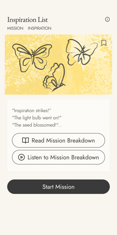 Inspiration List Mission Landing Page No Arrow